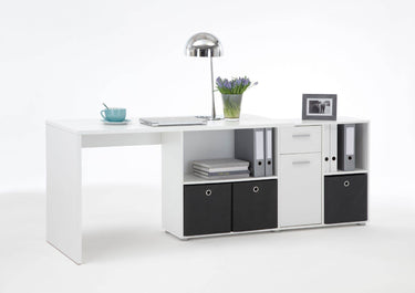 Luiz White Flexi Corner Office Desk - Versatile, Modern, and Space-Saving Design - UK Luxury Furniture